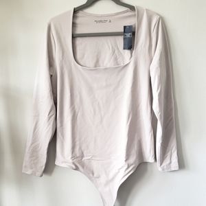 Cream Abercrombie Long Sleeve Body Suit